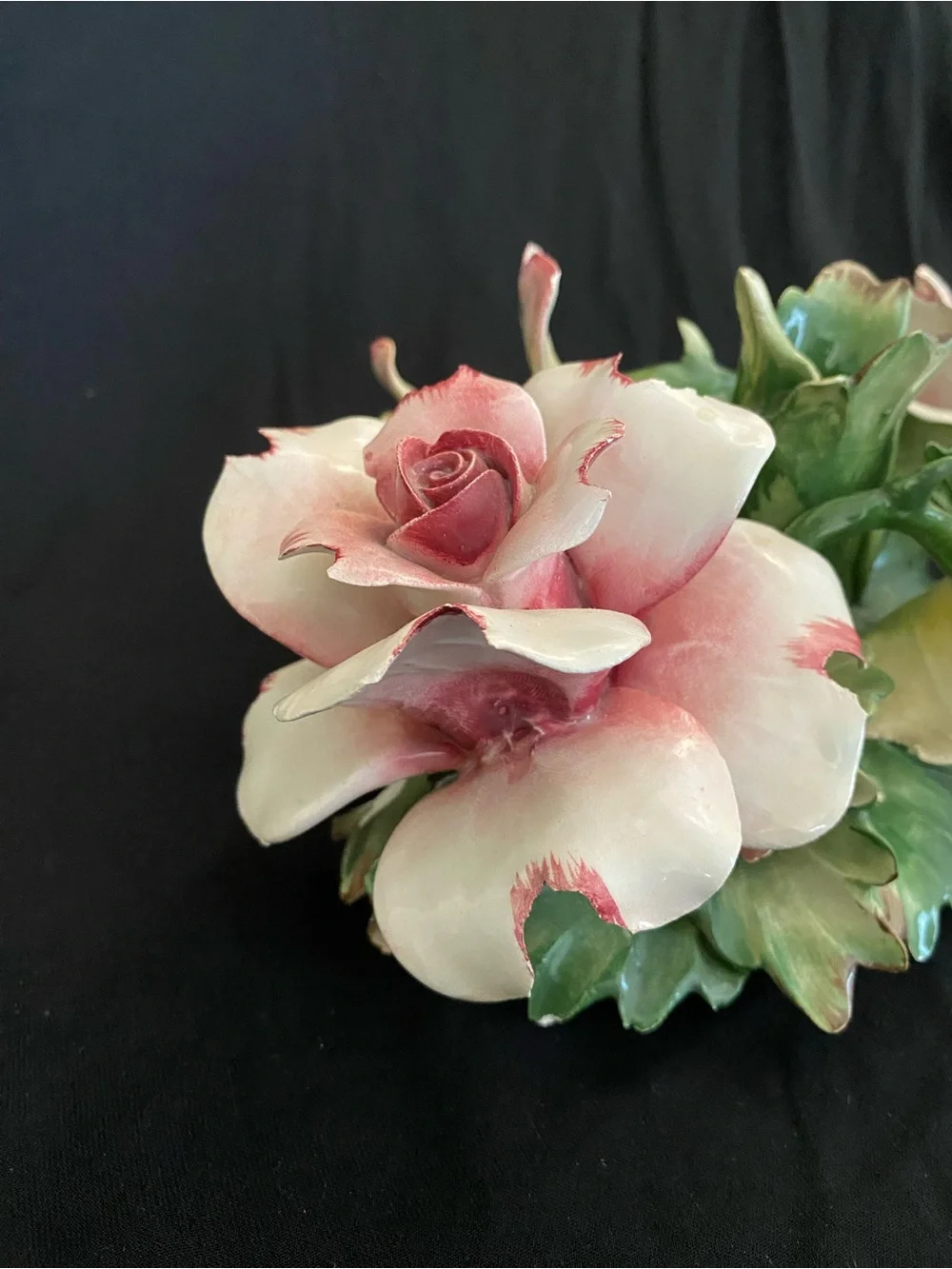Vintage Italian Capodimonte Porcelain Flower Candle Holder Centerpiece,